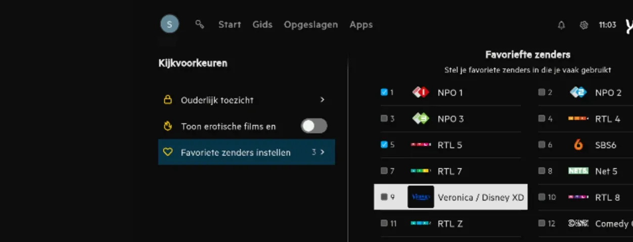 favoriete zenders via kijkprofiel